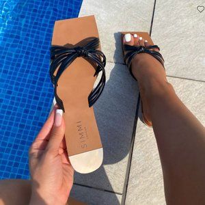 SIMMI SHOES - DULCE BLACK KNOT STRAP FLAT SANDALS